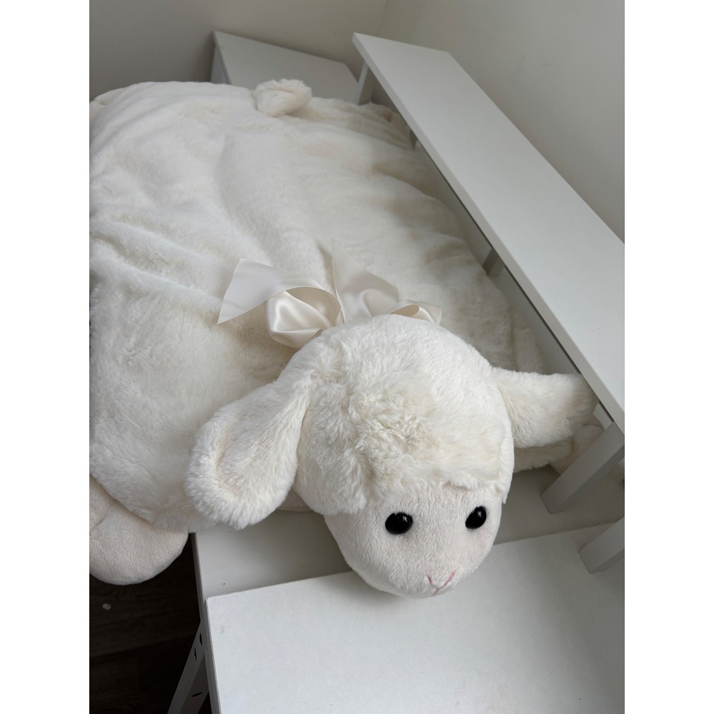 Bearington Baby Collection Snuggle Me Lamb Plush Baby Floor Mat Cream Sheep 29in